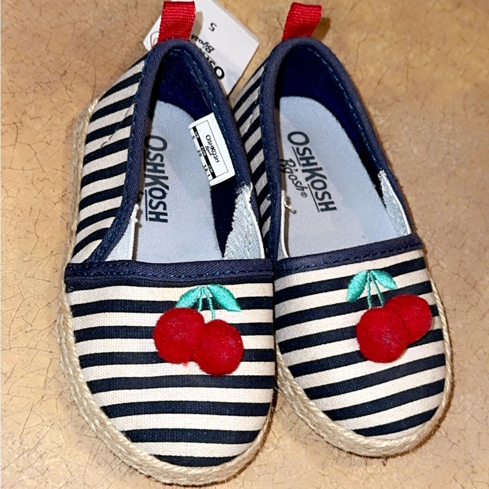 OshKosh B'gosh Striped Kids Slippers with Cherry Accent